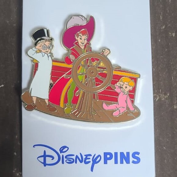 Disney Jewelry - Disney Parks Peter Pan, John, Michael Darling Saluting Pirate Ship Pin - NEW